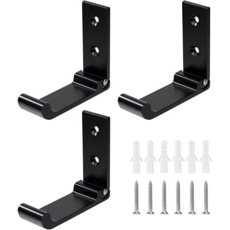 Crochet Mural Pliable 3pcs Patères Pliables pour casque en Alliage D'aluminium, Support de Manteau invisibles pour Bureau Chambre Cuisine Salle de Bain, 15 KG 7.8cm x 2.5cm x 1.7cm(noir)