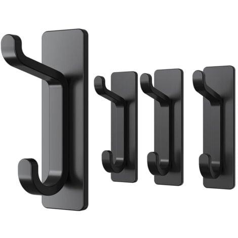 Crochet mural porte-serviettes de salle de bain crochet crochets en acier inoxydable noir mat porte-vêtements porte-serviettes stockage 4 pièces,OUYLAF