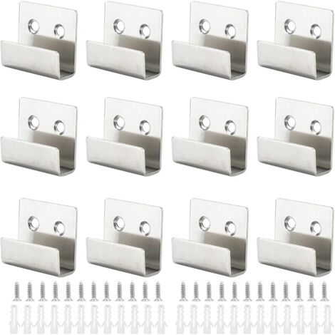 Crochet Mural Robuste 12Pcs Support Mural Miroir de Fixation Crochets Muraux en Acier Inoxydable Brossé Crochet Mural a Visser avec Vis pour Bain Cuisine Garage (Argent, Largeur Intérieure de 11mm)