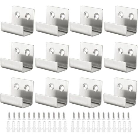 Crochet Mural Robuste 12Pcs Support Mural Miroir de Fixation Crochets Muraux en Acier Inoxydable Brossé Crochet Mural a Visser avec Vis pour Bain Cuisine Garage (Argent, Largeur Intérieure de 21mm)