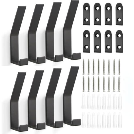 Crochet Mural Simple Crochet 8PCS Crochet Mural à Vis Crochets pour Aluminium Noir Crochets pour Suspension Crochets de Suspension