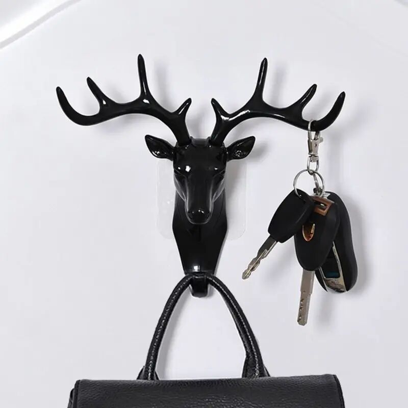 Crochet mural Vintage tête de cerf bois pour accrocher vêtements chapeau écharpe clé cornes de cerf cintre support décoration murale noir