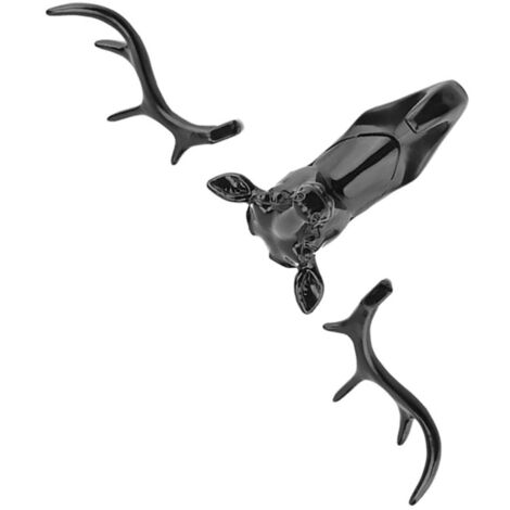 Crochet Murale Tête de Cerf Noir pour Décor d'Intérieur - Porte-Clefs ou Support Décoratif