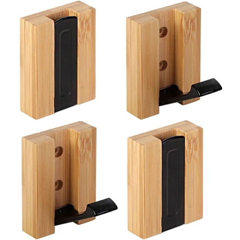 Crochet Patère Mural, 4 Pcs Porte Manteau Crochets Rétractables Bambou Crochet Adhésif 3M pour Suspendre écharpes, Sacs à Main et Autres