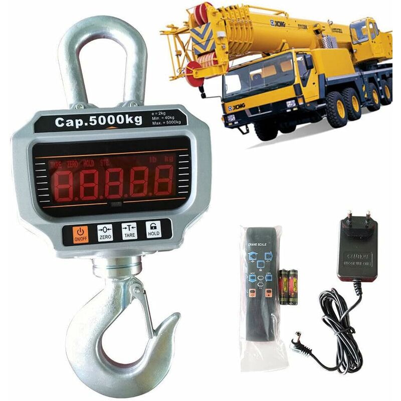 Crochet Peseur Balance à grue professionnelle Balance à traction suspendue Peson Électronique led 5000kg 5T Balance de charge industrielle