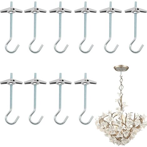 Crochet Plafond Suspension,10 Pcs M4 / 90mm Crochet de Fixation au Plafond en Acier au Carbone Ressorts a Bascule Aile Boulons Crochets de Plafond Antirouille pour Plafond Plantes Mur Maison，Superma