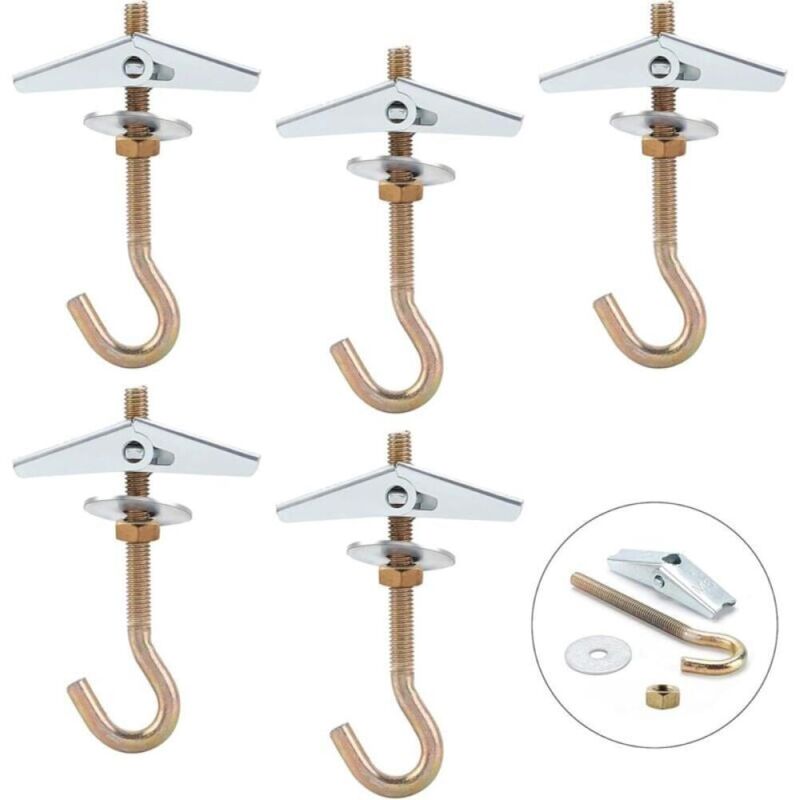 Crochet Plafond,M6x85mm Crochet Fixation Plafond,Crochet Lustre Plafond(5Pcs)