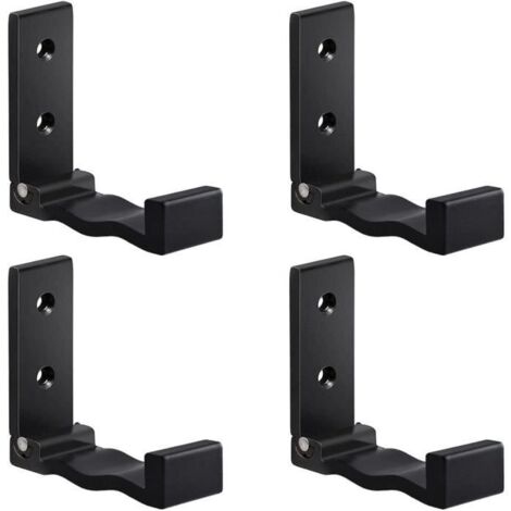 Crochet Pliable - 4 Pièces - Noir - Alliage d'aluminium - Support Mural pour Casque