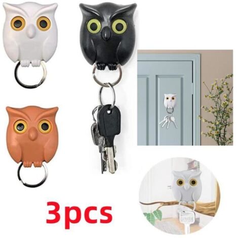 Crochet porte-clés hibou - Marque inconnue - Autocollant mural - ABS - 6x5x3.2cm - Couleur blanche