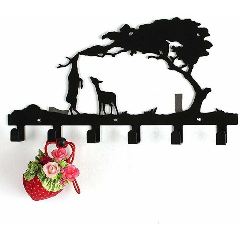 Start - Crochet porte-manteau en fer - Cintre mural robuste avec 6 crochets métalliques - Support mural design pour sacs, vestes, manteaux, chapeaux,