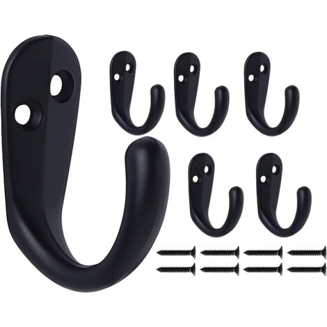 Crochet Porte Manteau Noir, 6 Pateres Muraux Retro Lourd Metal Crochets Murale Individuelle pour Maison Porte Entrée Cuisine Chambre Salle de Bain Garage