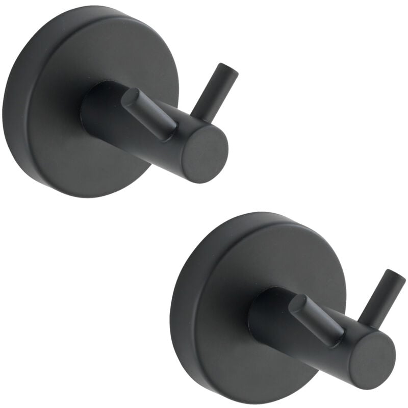 Wenko - Crochet mural patère noire Bosio black inox 2 pièces 5,5 cm patère salle de bain crochet mural noir patère murale inox crochet mural design