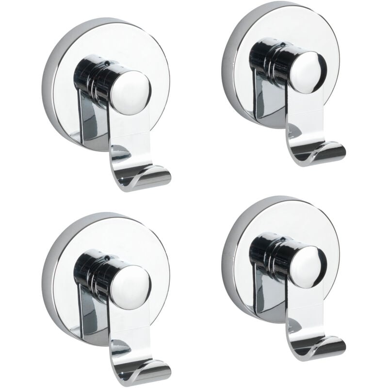 Wenko - Crochet salle de bain Vacuum-Loc Irun chromé 2x2 Haken en plastique abs pour salle de bain sans perçage idéal pour accrocher serviettes et