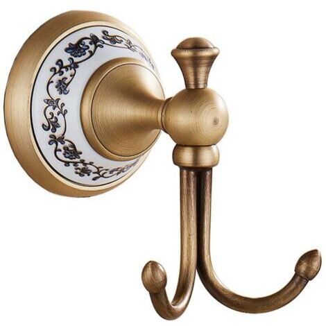 Crochet porte-serviettes de bain en porcelaine bleu et blanc antique en bronze, accessoires de salle de bain suspendus au mur