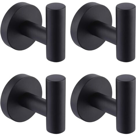 Crochet porte-serviettes noir douche cuisine crochets porte-serviettes mural acier inoxydable 304 noir mat 4 paquets A2164DG-BK-P4