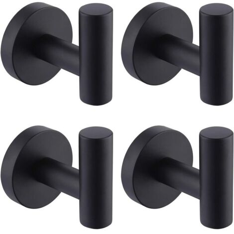 Crochet porte-serviettes noir douche cuisine crochets porte-serviettes mural acier inoxydable 304 noir mat 4 paquets A2164DG-BK-P4