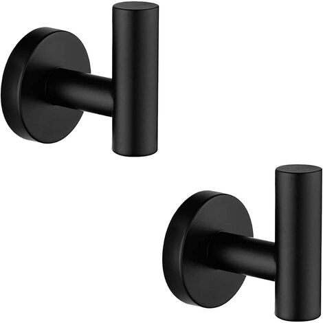 Crochet porte-serviettes noir mat acier inoxydable SUS304 salle de bain placard garde-robe éponge peignoir mural rond cuisine cadre de porte robuste 2-pack