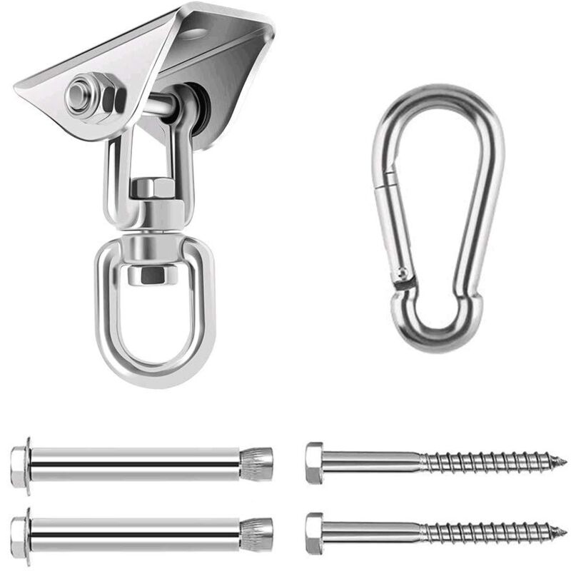 Crochet pour hamac, pivotant à 360°, avec 4 vis