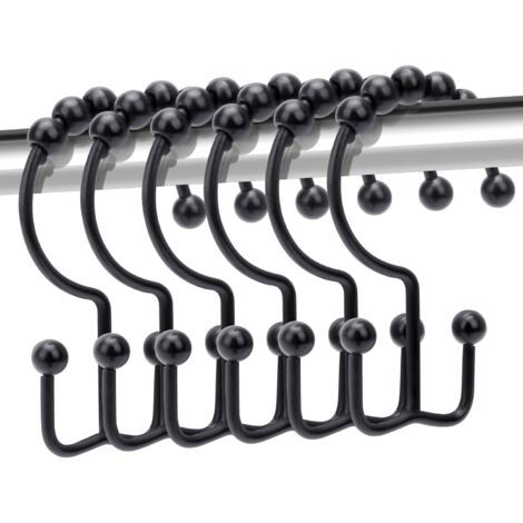 Crochet Pour Rideau De Douche - Acier Inoxydable - Double Face - Antirouille - Pour Rideau Et Doublure - Lot De 12