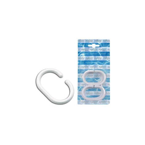 Crochet pour rideau de douche en plastique, lot de 12, Aglaia 05813