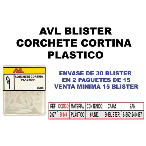 Crochet pour rideau en plastique Blister 2097 AVL