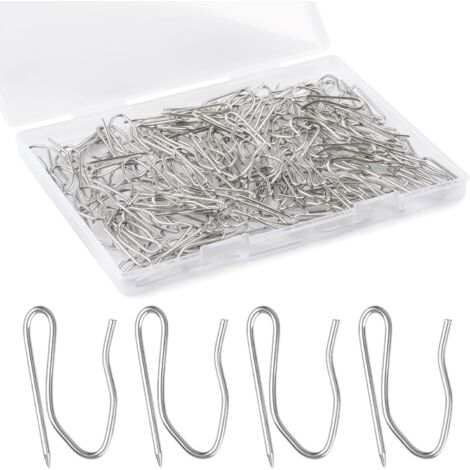 Crochet Pour Rideaux - En Acier Inoxydable - 140 Pièces - 30 mm x 20 mm - Pour Rideaux À Pli Pincé - Fenêtre Porte Douche Camping-Car
