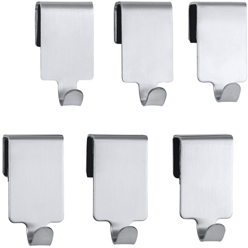 Wenko - Crochet Acier inox pour barre de crédence Premium, crochet ustensile cuisine suspension murale, Lot de 6, acier inox, 2x4x2,5 cm, argent