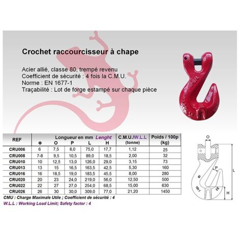 CROCHET RACCOURCISSEUR À CHAPE D6 ID MAT - CRU006