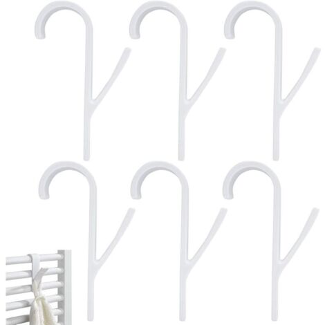 Crochet Radiateur Seche Serviette 6 Pcs Crochet pour Radiateurs Plastique,Crochet Serviette Salle De Bain,Porte Serviettes,pour Tous Les Radiateurs Standards（Blanc）