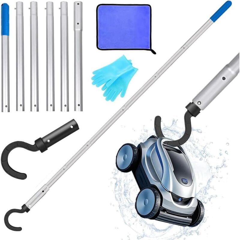 Crochet Robot Piscine,Crochet Accessoire pour Robot de Piscine,avec 2.1M Anche Telescopique Piscine,Crochets pour Robot Nettoyeur de Piscine,Utilisé