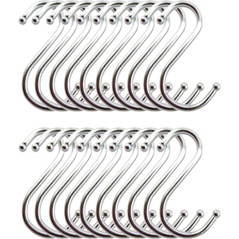 Crochet S Acier Inoxydable, Crochet Cuisine Crochets en Forme de S Suspension Accroche Ustensiles de Cuisine(Lot de 20)