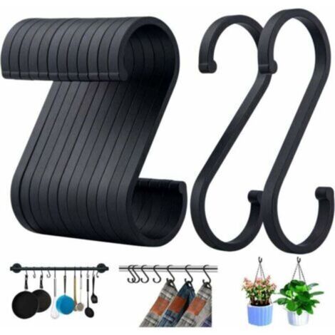Crochet S, Crochets en Aluminium en S de Suspendus, Crochets de Boucher au Fini Mat Lot de 14 （Noir Mat）