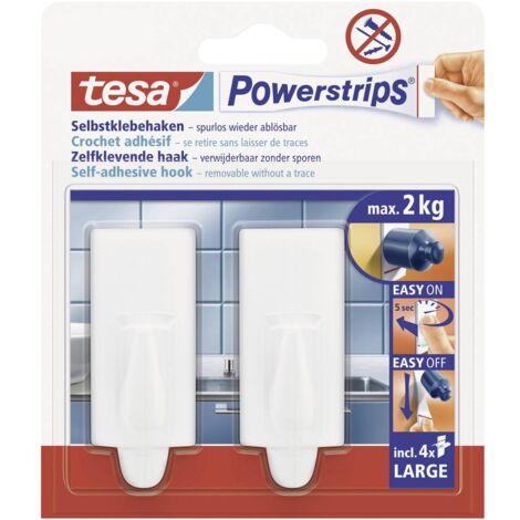 Tesa Powerstrips crochet adhésif pour matériaux transparents et verre 4cm  0,2kg transparent 5 pièces