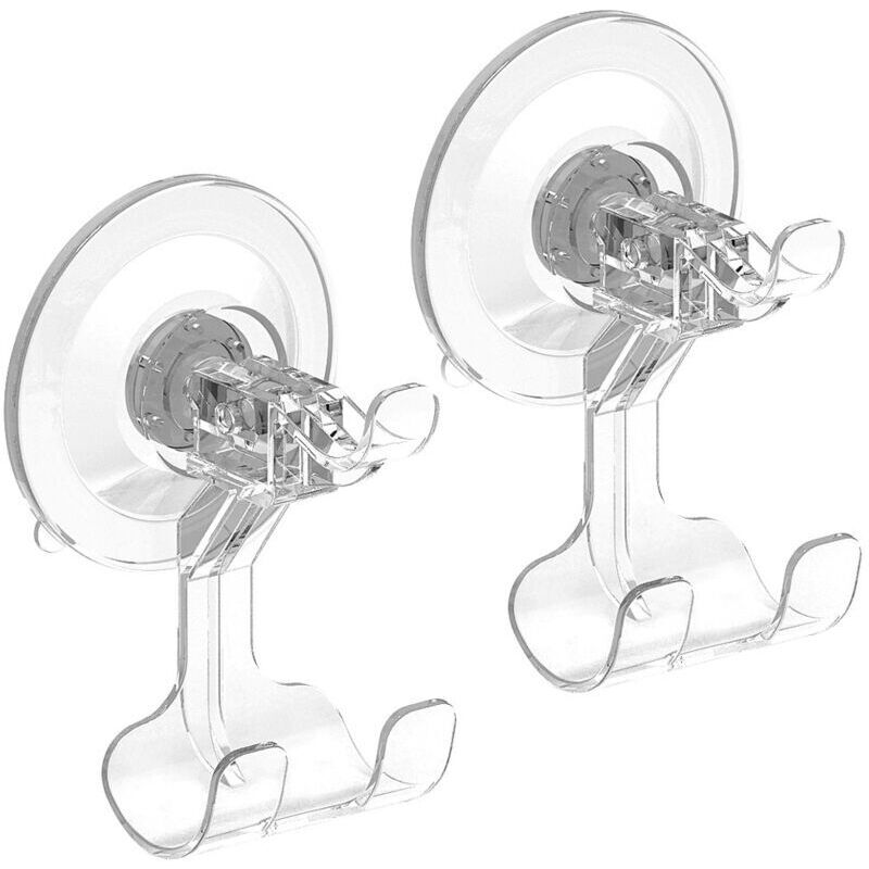 Crochet Ventouse Douche Lot de 2, Porte Rasoir Mural Amovible pour Salle Chambre Carrelage Porte Serviette Rasoir Vetement