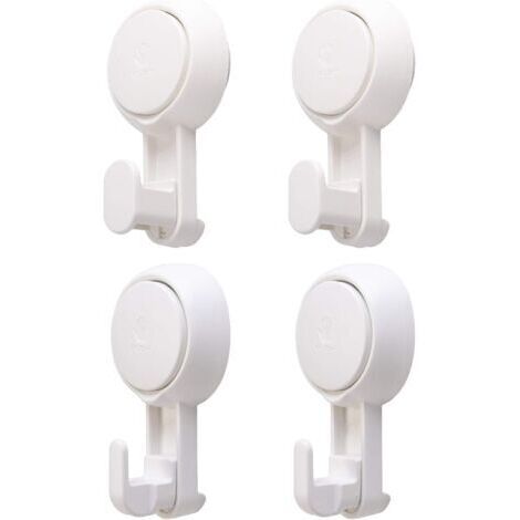 Crochet Ventouse Lot de 4 Crochet Mural sans Perçage & Réutilisable 1 Seconde d'Installation Rotation à 360° Charge 5KG Impérable Organisateur pour Carrelage Paroi de la Douche Salle de Bain