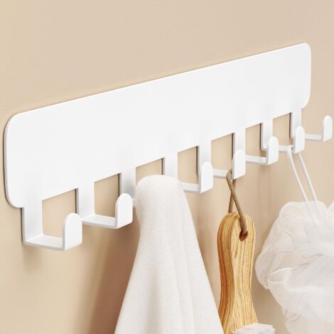 Crochets à clés muraux, porte-clés adhésif sans perçage à coller au mur, Blanc 1 Pack
