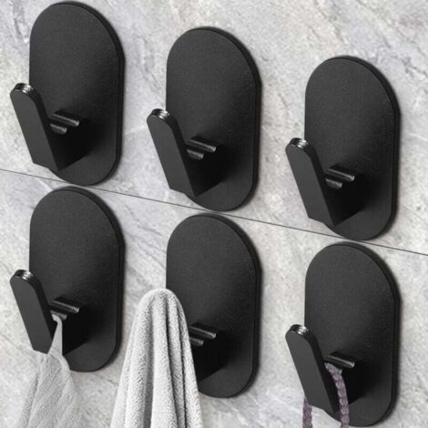 Crochets À Serviettes Adhésifs Salle De Bain Cuisine Sans Outils Support Porte Serviette Noir Mat