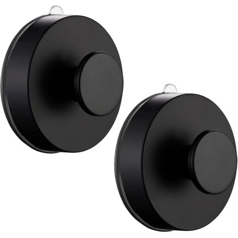 Crochets à ventouse pour douche, salle de bain, cuisine, porte vitrée, miroir, support de crochet à ventouse - Lot de 2 - Noir mat