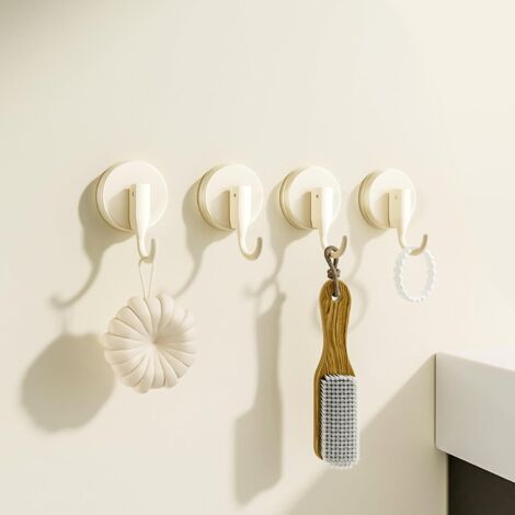 Crochets à ventouse pour porte-serviettes et porte-peignoir (4 pièces, crème)