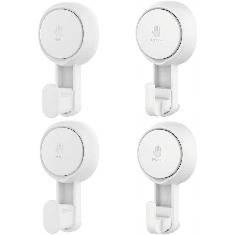 Crochets à ventouse puissants - Crochets de douche robustes, amovibles et réutilisables (lot de 4)