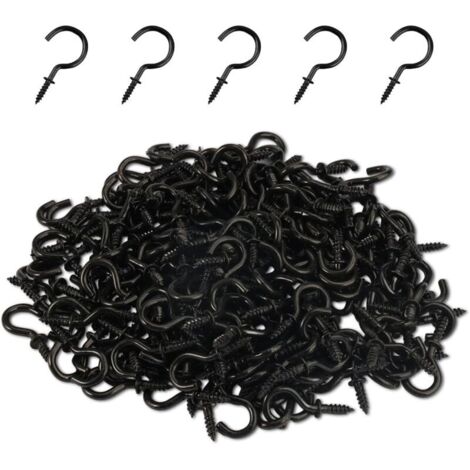 Crochets à Visser Noirs 1/2 Pouce en Métal pour Suspension Plantes Lumières et Cordes