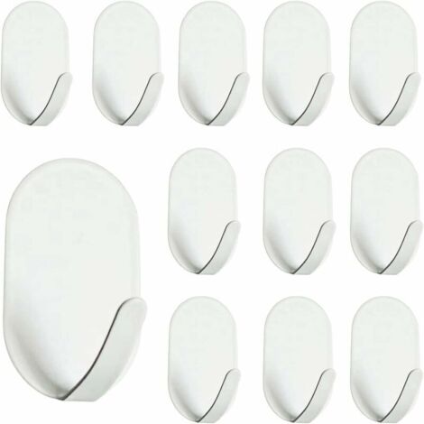 Crochets Adhésifs Blancs Antirouille sans Perçage, Lot de 15 pour Salle de Bain, Cuisine et Mur