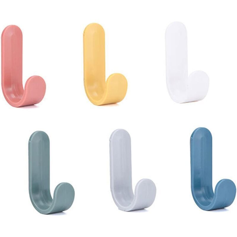 Crochets adhésifs, clé murale utilitaire pour support décoratif, serviettes, chapeaux, douche, cuisine, salon, bureau (6 pièces)