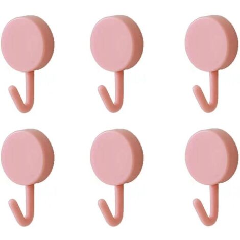 Crochets adhésifs, jolis crochets muraux décoratifs pour suspendre bretelles, chapeaux, serviettes et clés, 6 pièces, rose
