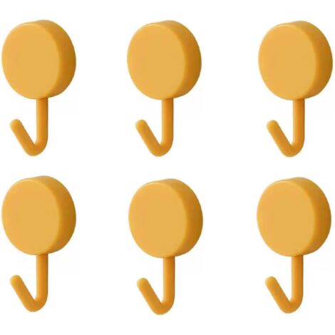 Crochets adhésifs, jolis crochets muraux décoratifs pour suspendre chapeaux, serviettes, clés, 6 pièces, jaune