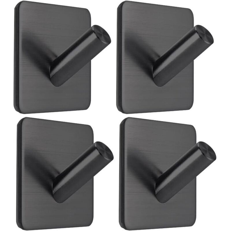 Crochets adhésifs pour serviettes, baton en acier inoxydable étanche sur les crochets de douche, porte-serviettes pour suspendre, noir mat, salle de