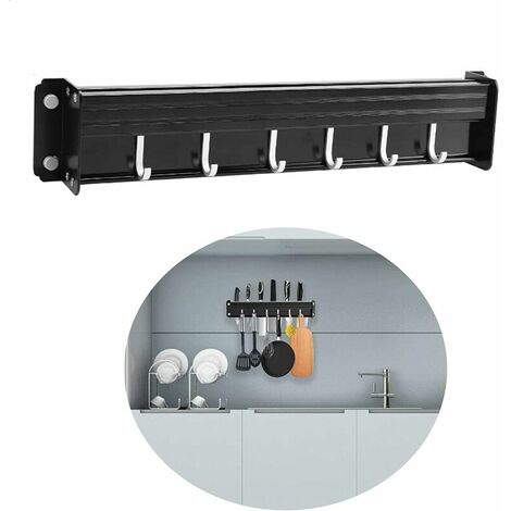 Crochets Amovible Suspendre Les Ustensiles de Cuisine Étagère à Fixation Murale pour Casseroles Barre de Cuisine Porte Casserole Mural Couteaux Suspendre Les Ustensiles de Cuisine Couvercle Casserole