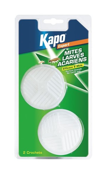 Kapo - Insecticide 2 crochets anti-mites - spécial penderie - lot de 2