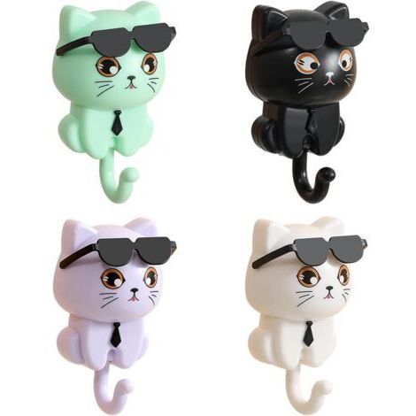 Crochets De Chat De Dessin Animé 4 Pièces, Crochets Créatifs Mignons, Crochets Ménagers, Crochets Décoratifs, Patères