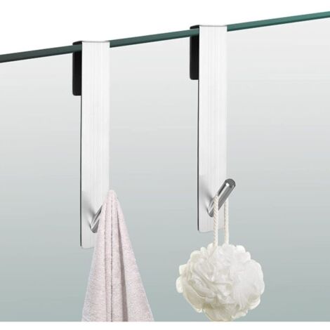 Crochets de douche, lot de 2 crochets pour paroi de douche sans perçage avec protection en mousse, crochets porte-serviettes en acier inoxydable, support pour serviette et peignoir.